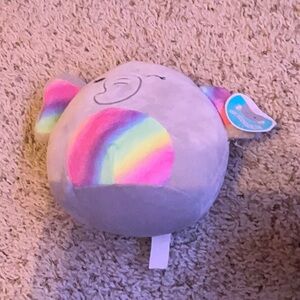 Cute Gray Elephant Plush with Rainbow Ears